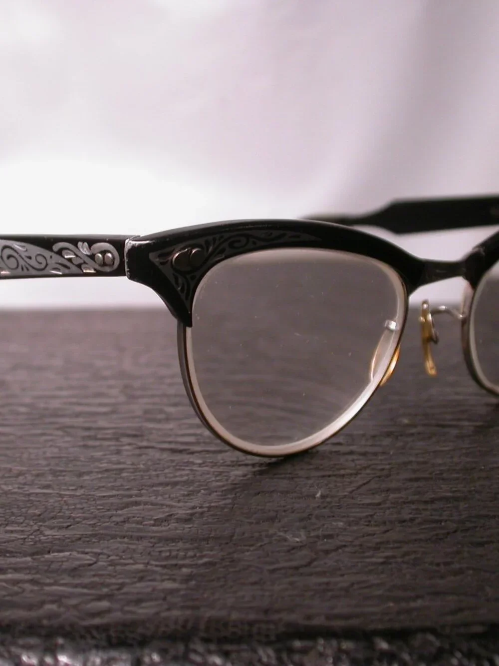 Vintage AO American Optical Black Cat Eye Frames Eyeglasses Made in USA